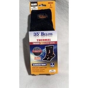 35 Below Black Thermal Thicker Insulated Socks Large Unisex 1 Pair New